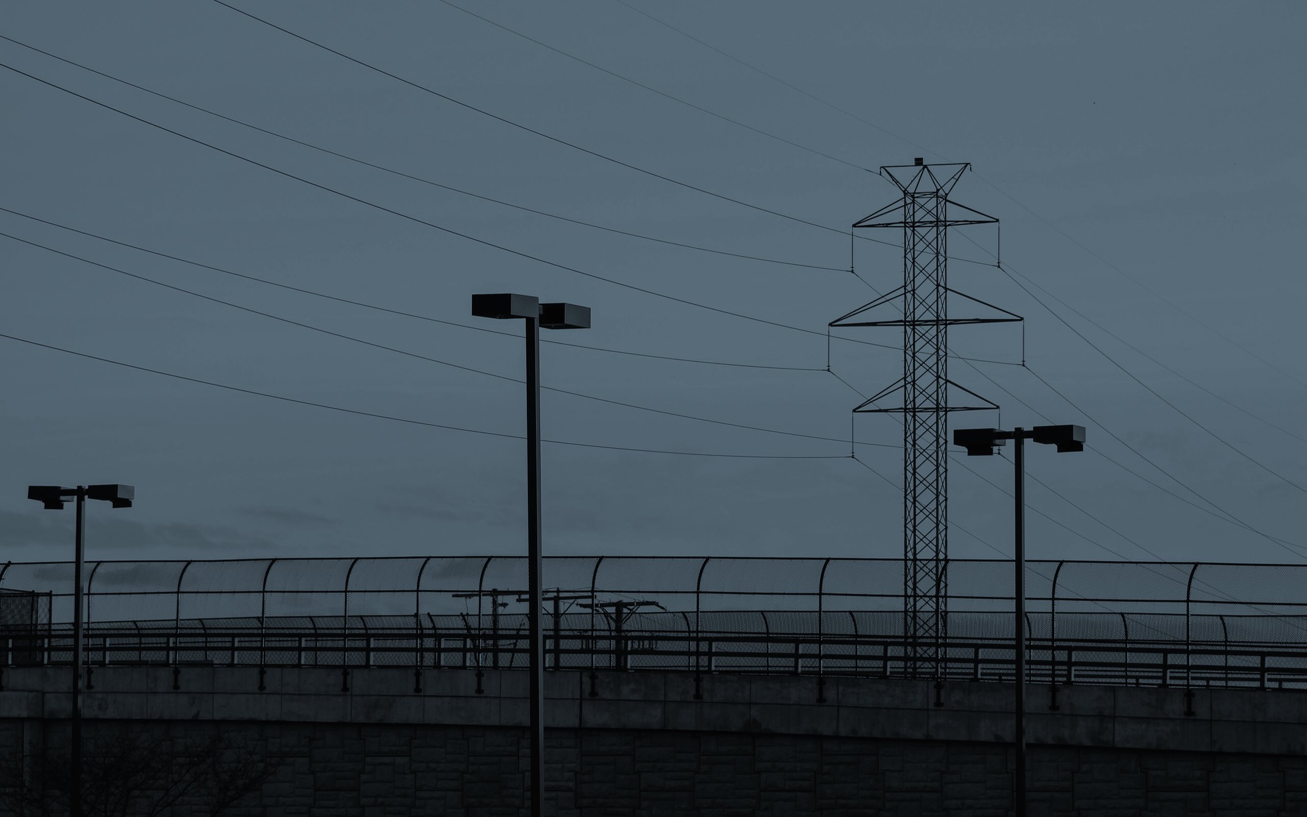 Substation equipment at dusk